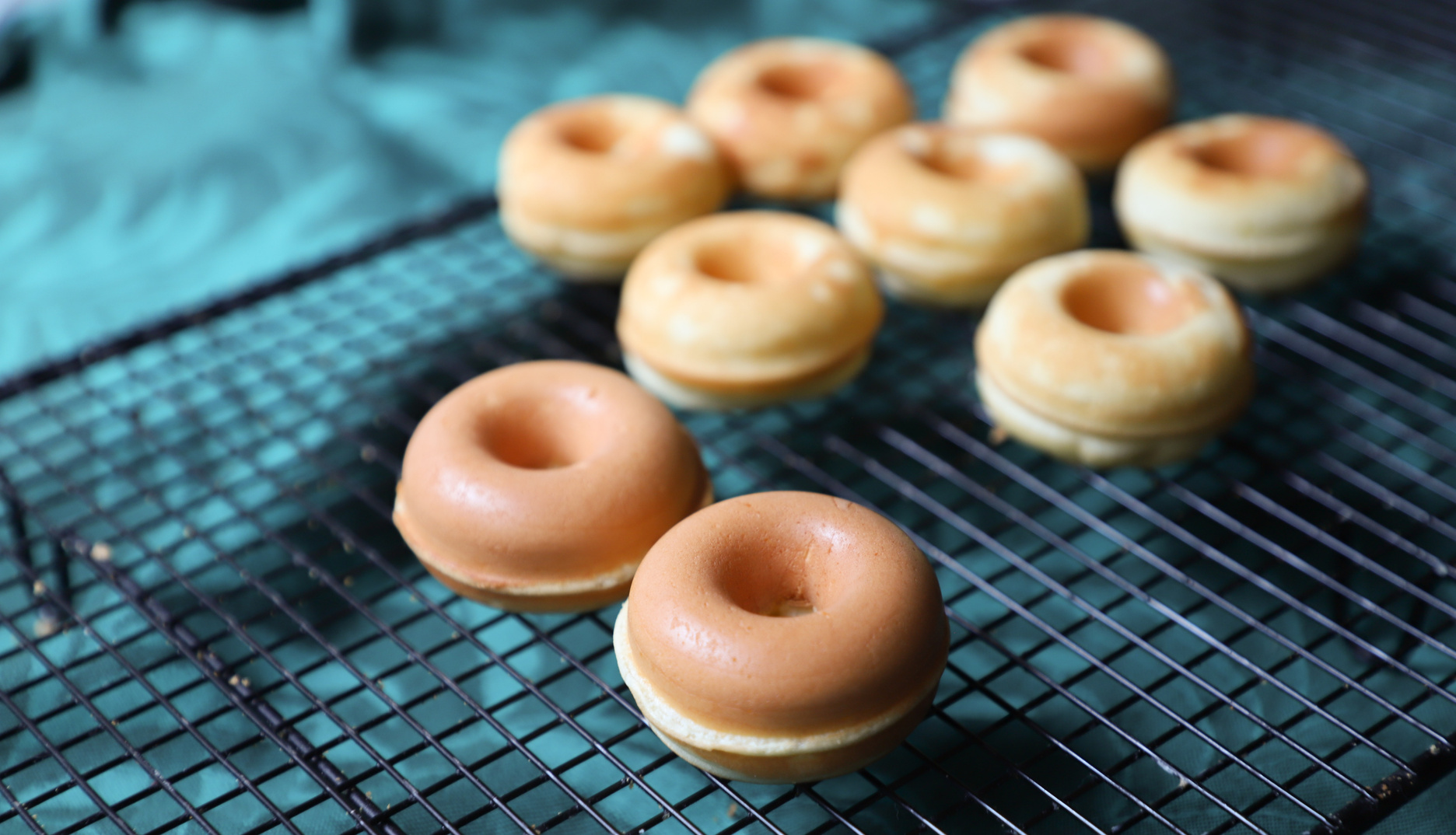 Mini Donuts on Black Grille